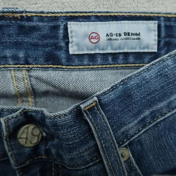 AG Jeans Women's Size 27R Blue Mid-Rise Ex-Boyfriend Slim 27" Inseam Distressed - Picture 11 of 16